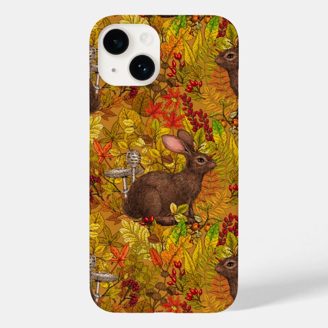 Autumn Rabbit on ochre Case-Mate iPhone Case (Back)