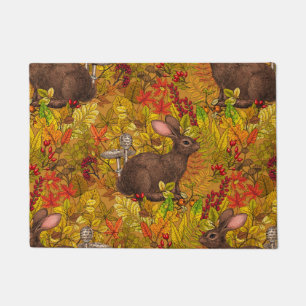 Autumn Rabbit on ochre Doormat