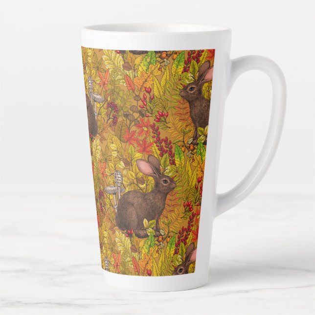Autumn Rabbit on ochre Latte Mug (Right)