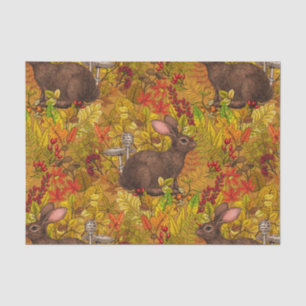 Autumn Rabbit on ochre Tissue Paper