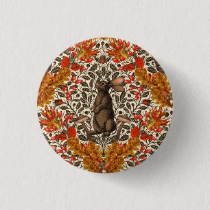 Autumn rabbit on off white 1 inch round button