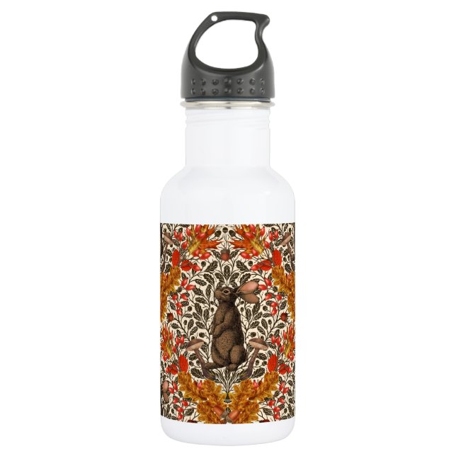 Autumn rabbit on off white 532 ml water bottle (Front)