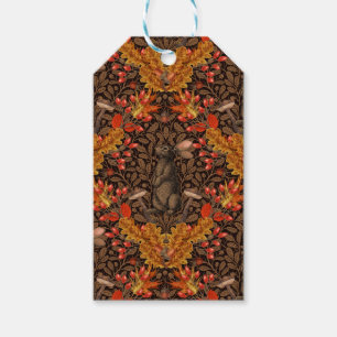 Autumn rabbit on off white gift tags