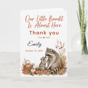 Autumn Raccoon Baby Shower Thank You Card