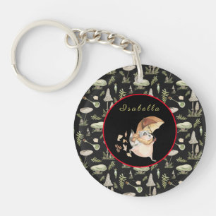 Autumn Raccoon Customize Text and Colour Keychain