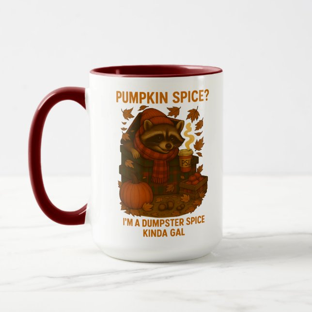 Autumn Raccoon Funny Pumpkin Spice Latte Mug (Left)