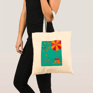 Autumn Rain Boots and Umbrella Fall Leaves  Tote Bag