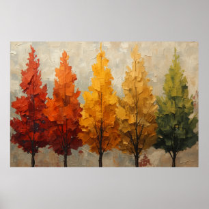 Autumn Rainbow Trees Palette Knife Art Poster