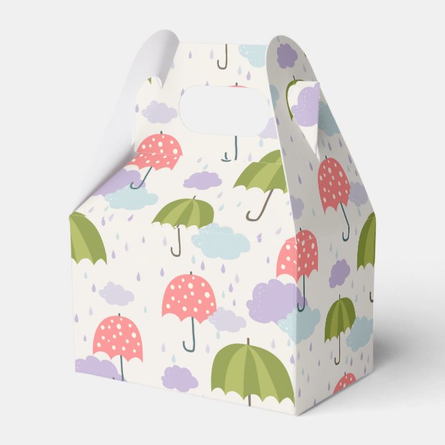 Autumn Rainy Day with Umbrella Pattern Favor Box (Back Side)