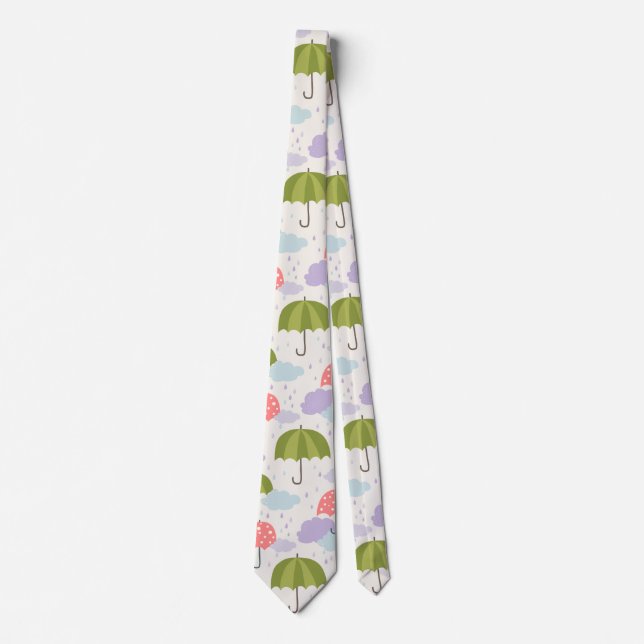 Autumn Rainy Day with Umbrella Pattern Tie (Front)