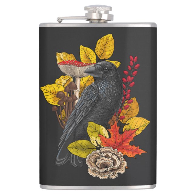 Autumn raven 2 hip flask (Front)