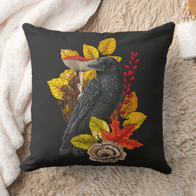 Autumn raven 2 throw pillow (Blanket)