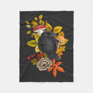 Autumn raven fleece blanket