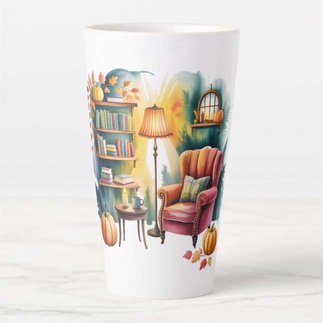 Autumn Reading Chair Tasses  —Book Corner Latte Mug (Front)
