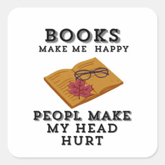 Autumn Reading Retreat Books Make Me Happy Square Sticker