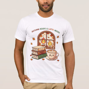 Autumn Reads & Latte Needs Cozy Kawaii Books T-Shirt