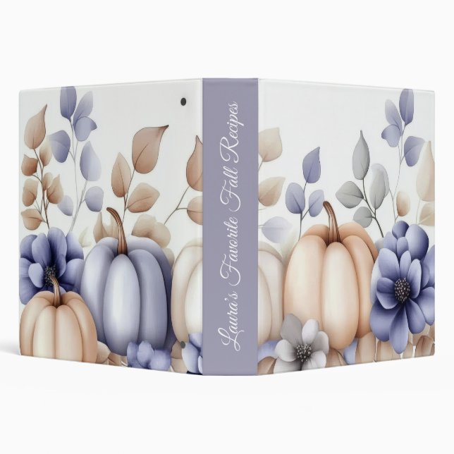 Autumn Recipes Pumpkins and Flowers Binder (Background)