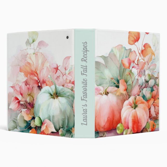 Autumn Recipes Pumpkins and Flowers Binder (Background)