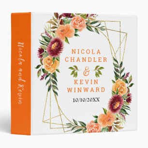 Autumn Red and Orange Floral Wedding Photo Album Binder
