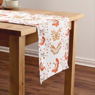 Autumn Red Berries & Leaves Botanical Short Table Runner
