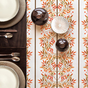 Autumn Red Berries & Leaves Botanical Short Table Runner