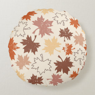 Autumn red brown maple leaves earth tones round pillow