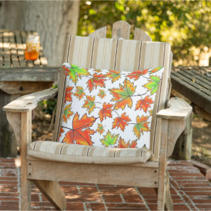 Autumn red green orange leaves maple leaves outdoor pillow
