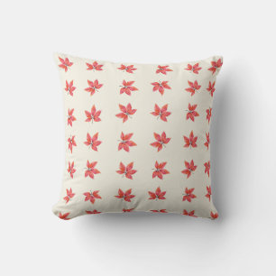Autumn Red Leaves Farmhouse Cozy Decor Throw Pillow