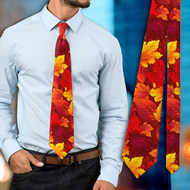 Autumn Red Leaves Thanksgiving Neck Tie (Creator Uploaded)