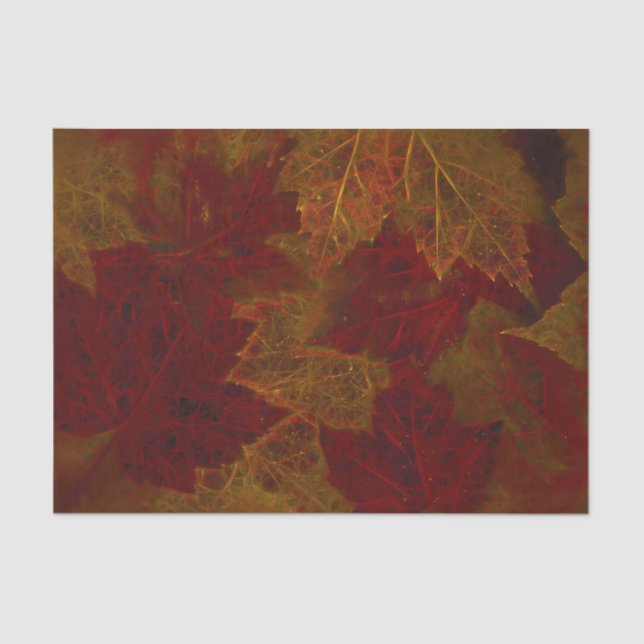 Autumn Red Orange Neon Dark Maple Leaves Tissue Paper (Front)