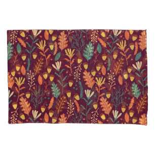 Autumn Red-Orange Vintage Motif Pillowcase