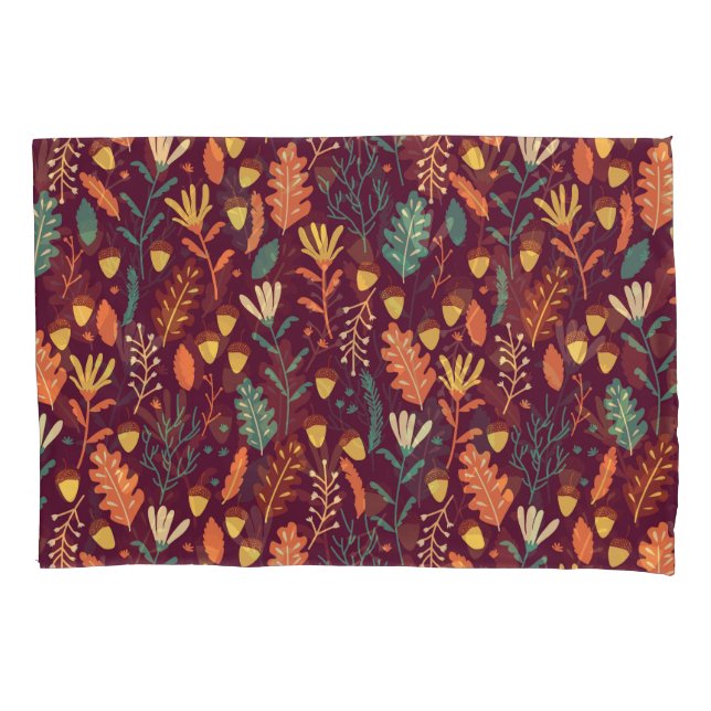 Autumn Red-Orange Vintage Motif Pillowcase (Front)