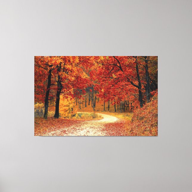 Autumn Red Season Landscape Stretched Canvas Print (Front)