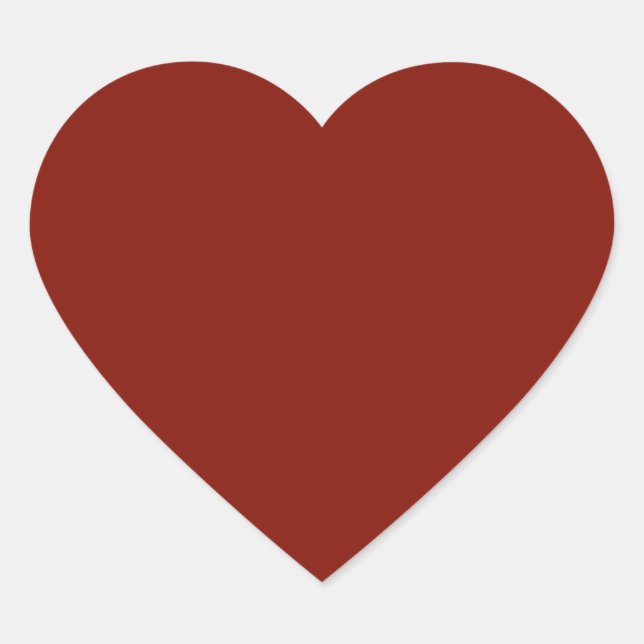 Autumn Red, solid colour Heart Sticker (Front)
