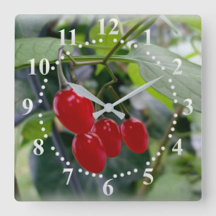 Autumn red spots square wall clock
