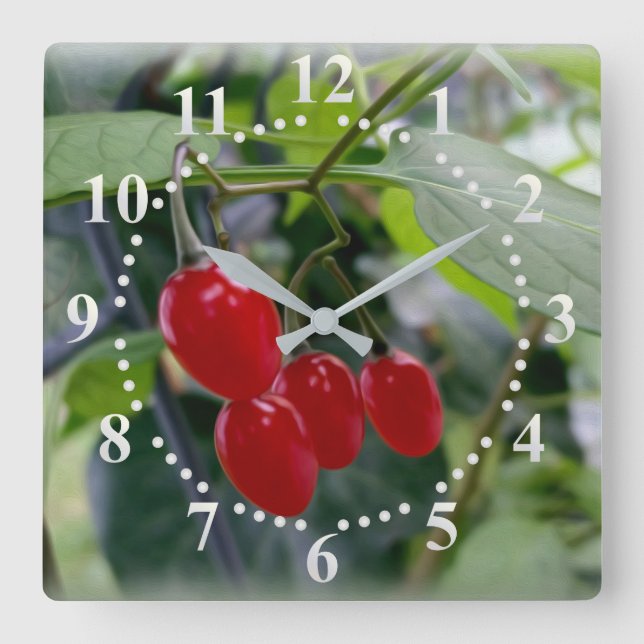 Autumn red spots square wall clock (Front)