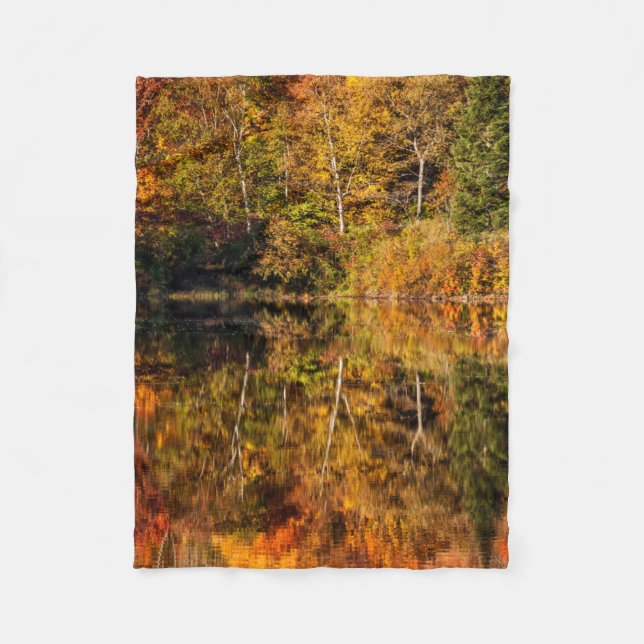 Autumn reflection on Coffin Pond Fleece Blanket (Front)