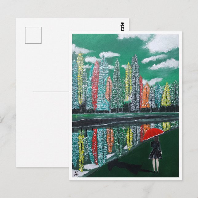 Autumn Reflection Painting by Alfred Fox Postcard (Front/Back)