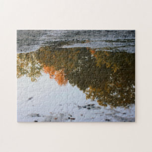 Autumn Reflections In A Puddle Nature  Jigsaw Puzzle