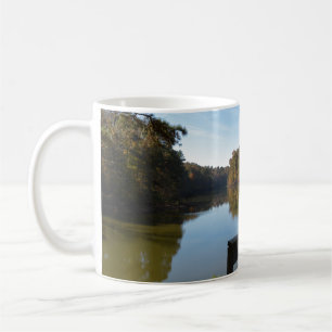 Autumn Reflections On Lake By Rustic Wooden Bridge Coffee Mug