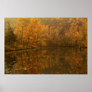 Autumn reflections on pond. poster