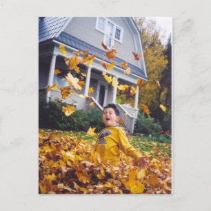 Autumn Remember when leaves were for playing in Postcard