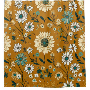 Autumn Retro Boho Mustard Flowers Pattern