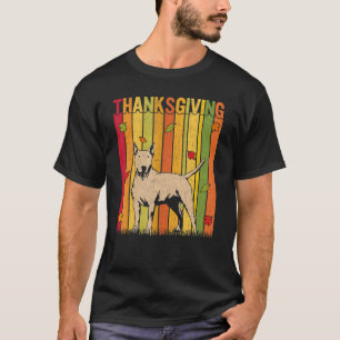 Autumn Retro Cute Bull Terrier Dog  Thanksgiving T-Shirt