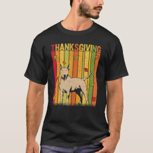 Autumn Retro Cute Bull Terrier Dog  Thanksgiving T-Shirt