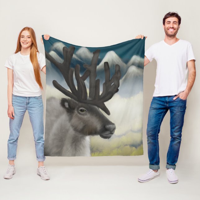 Autumn Reverie: Majestic Reindeer Fleece Blanket (In Situ)