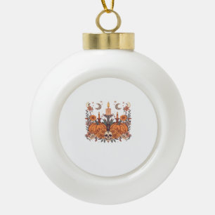 Autumn Rituals � Pumpkins, Candles and Crescent Ha Ceramic Ball Christmas Ornament