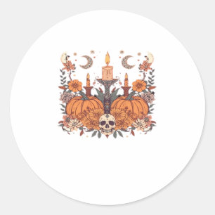Autumn Rituals � Pumpkins, Candles and Crescent Ha Classic Round Sticker