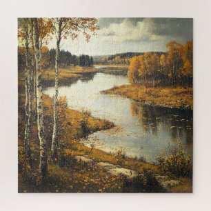Autumn River Scene Landscape Jigsaw Puzzle