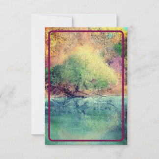 Autumn River with Maroon Border- Blank Card